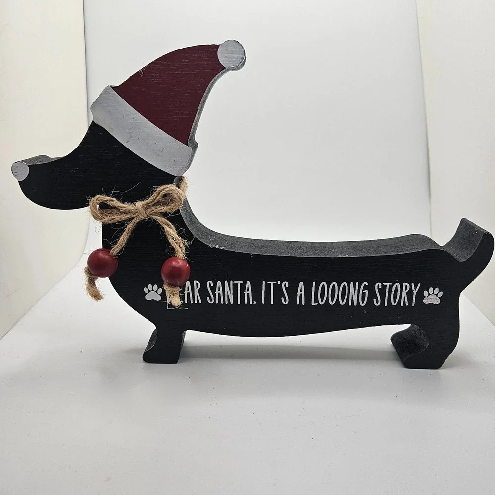 Wooden Dachshund Christmas Decor Sign
